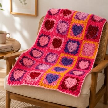 Heart Granny Square Crochet Blanket Pattern