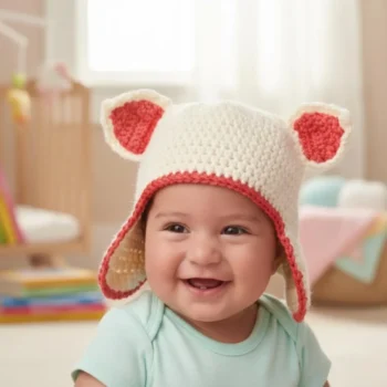Newborn Kitty Ear Hat Crochet Pattern